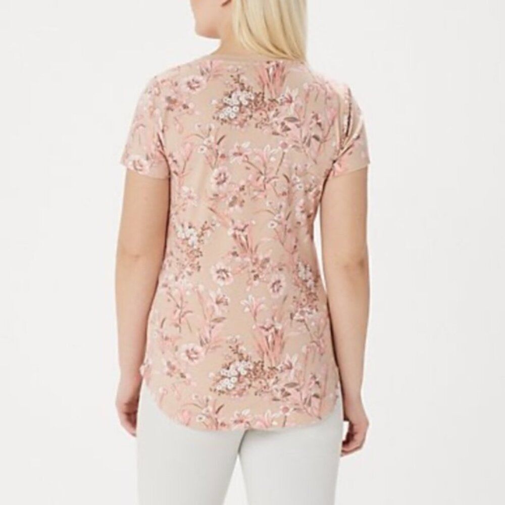 NWOT Isaac Mizrahi! Short-Sleeve Knit Top Floral | Size XXS - Picture 2 of 9